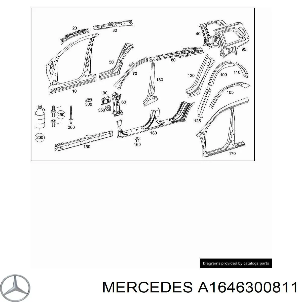 Стійка центральна, права на Mercedes ML/GLE (W164)