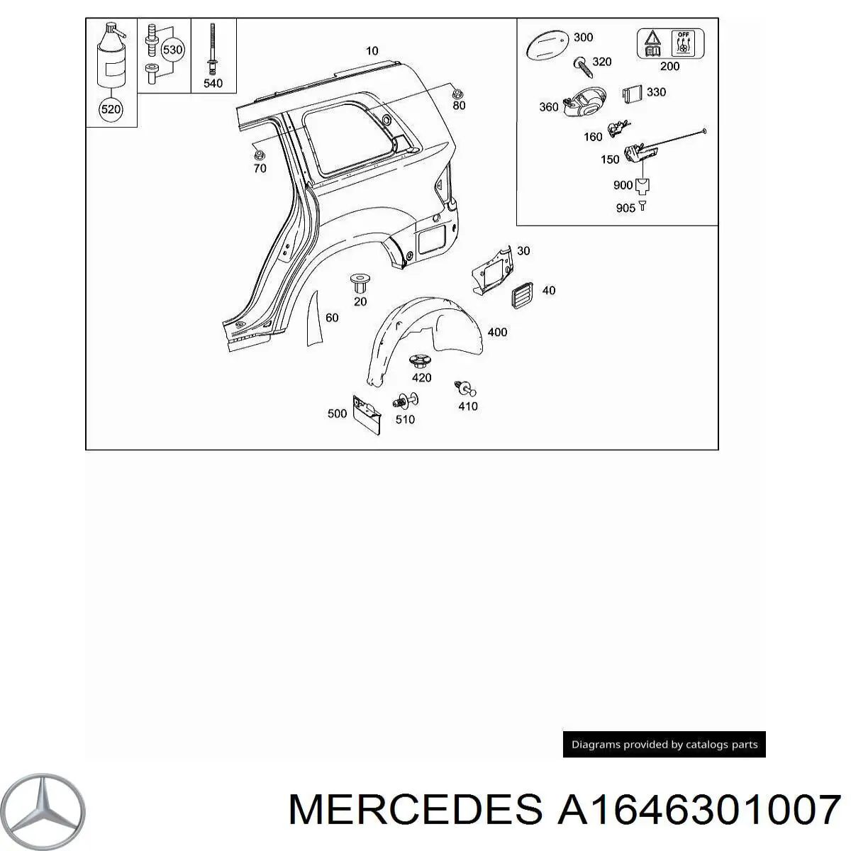 Крило заднє праве на Mercedes GL-Class (X164)