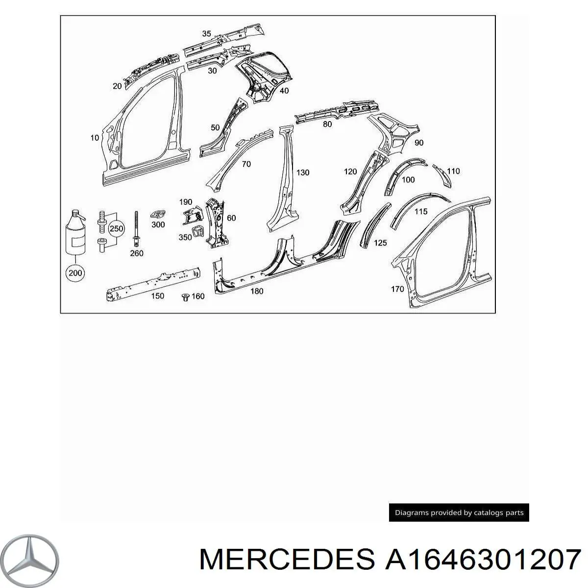 A1646301207 Mercedes Отвір передніх правих дверей