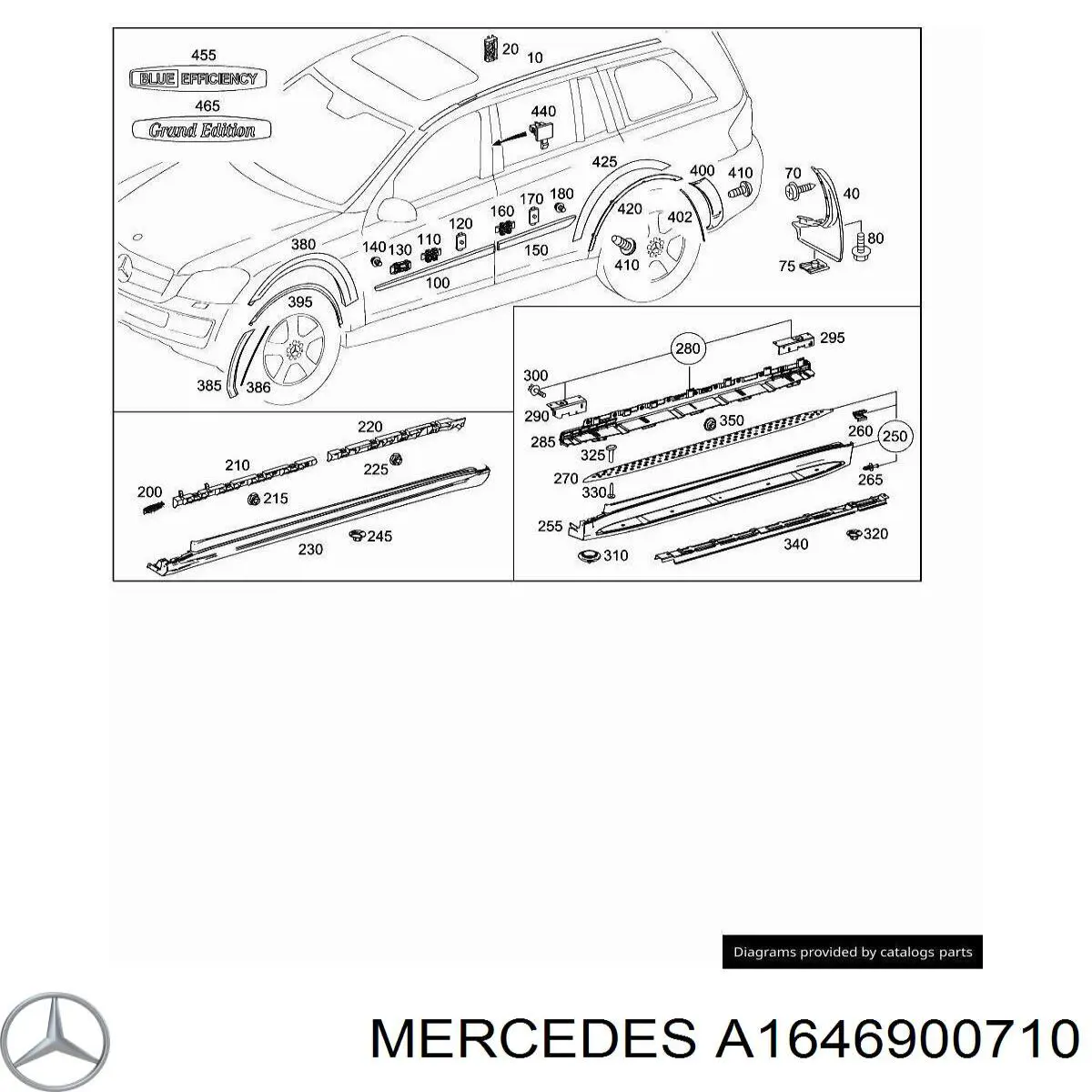 Рейлінг даху правий Mercedes A1646900710 ціна, від 88.58 USD