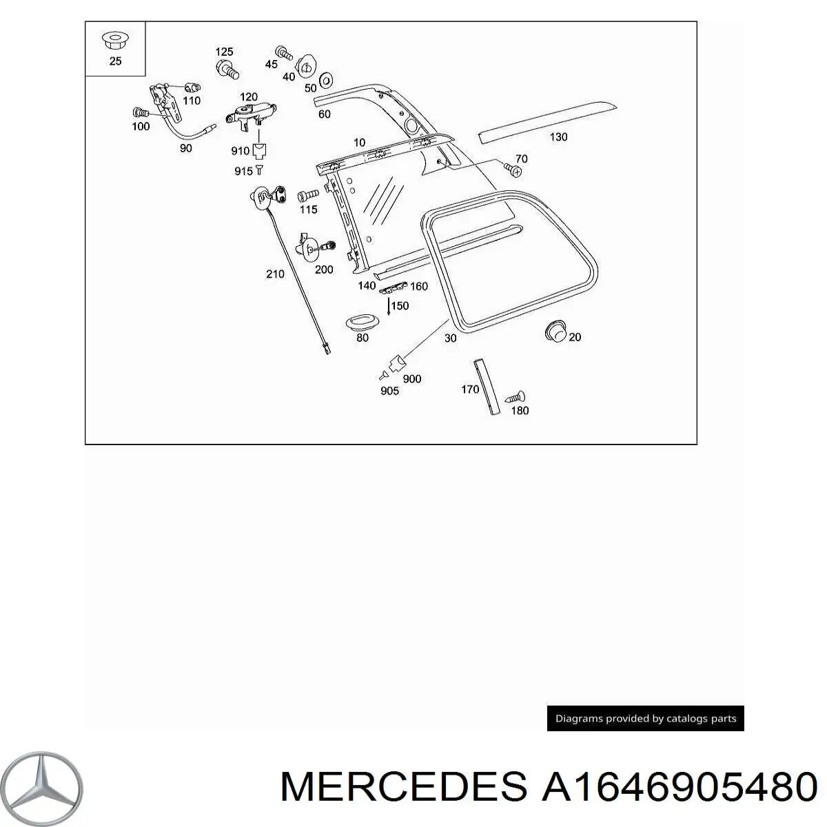 A1646905480 Mercedes молдинг заднього скла, правий