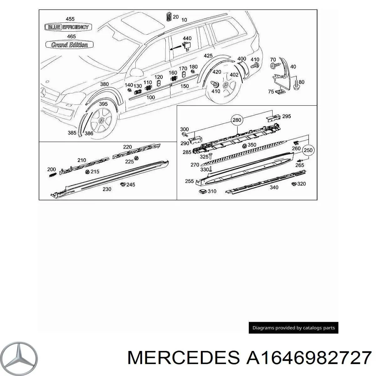 Купити A1646982727 Mercedes Кронштейн зовнішньої накладки лівого порога