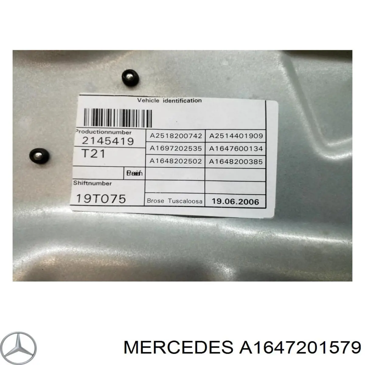Купити A1647201579 Mercedes Механізм стеклопідйомника водійських дверей