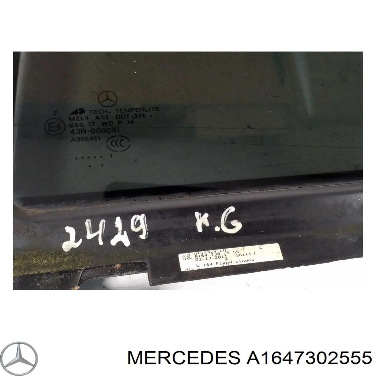 Купити A1647302555 Mercedes Скло-кватирка двері, задньої, лівої