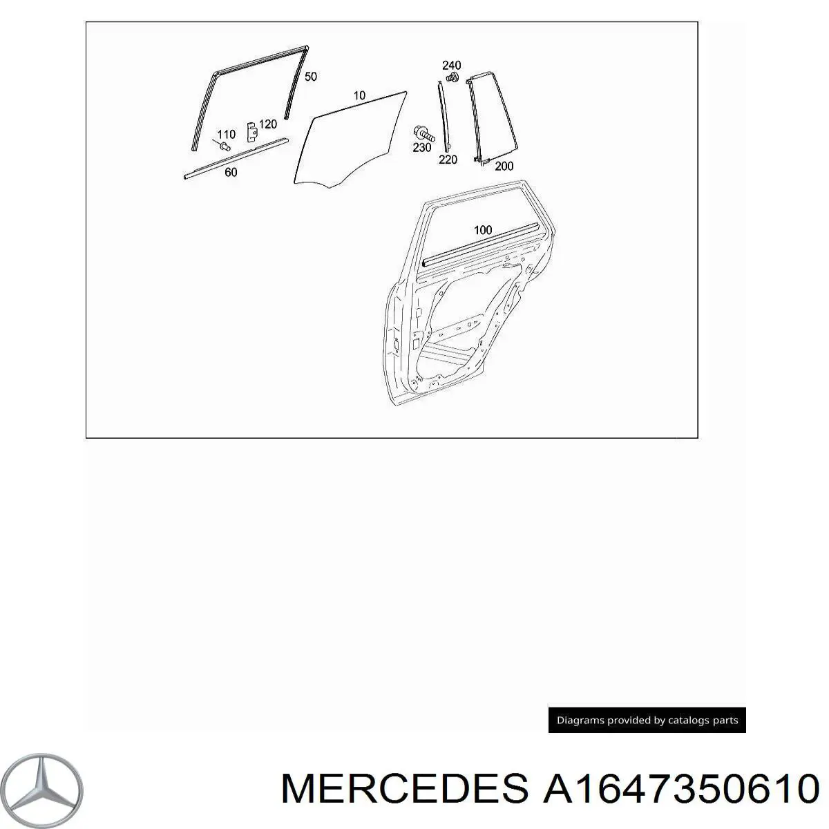 Скло задньої двері правої на Mercedes GL-Class (X164)