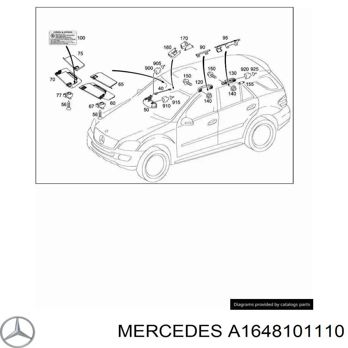 Козирок сонцезахисний автомобіля Mercedes A1648101110 ціна, від 10.15 USD