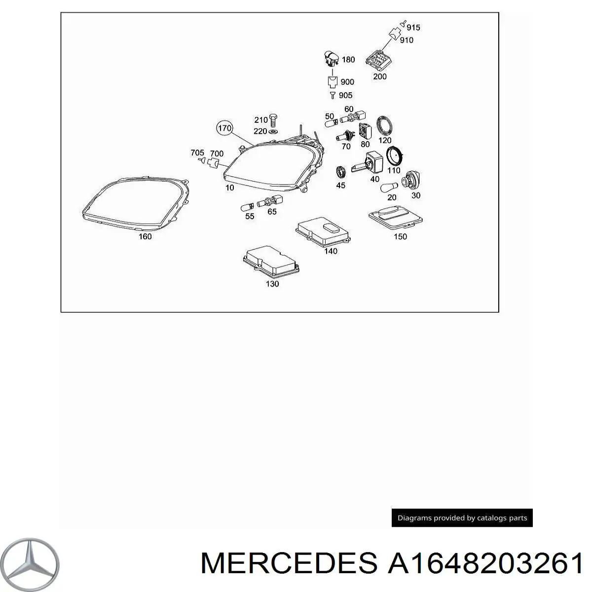 Купити A164820326164 Mercedes Права блок фара