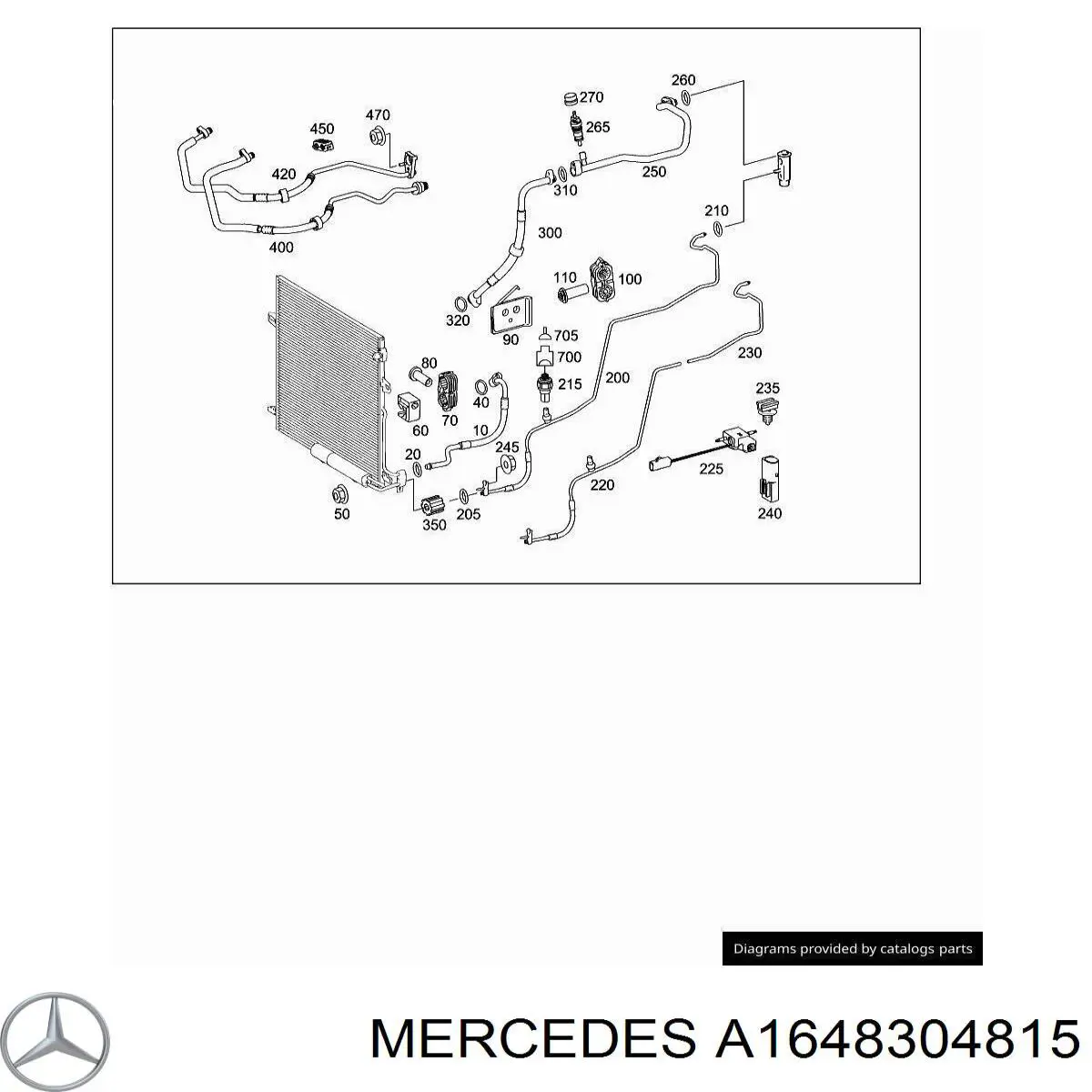 Купити A1648304815 Mercedes Шланг кондиціонера, від радіатора до випарника