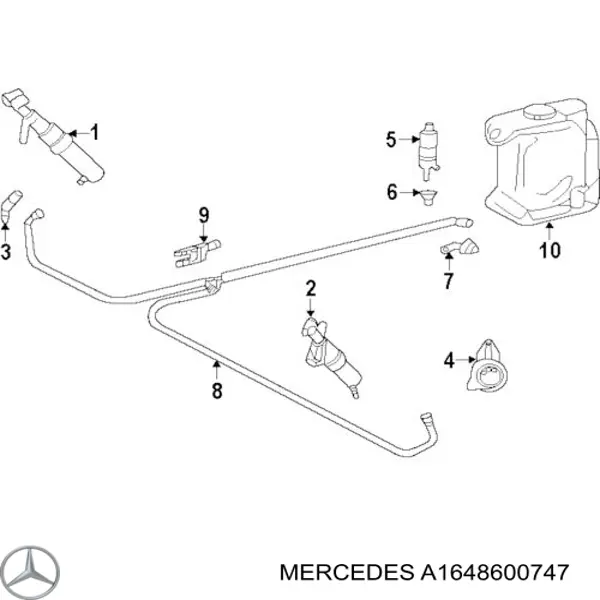 Купити A1648600747 Mercedes Тримач форсунки омивача фари, підйомний циліндр
