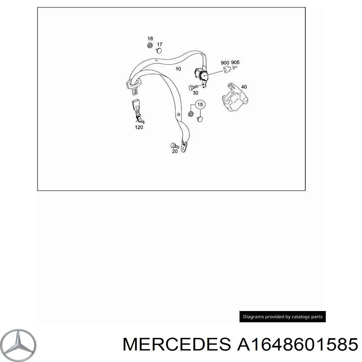 A1648601585 Mercedes Пасок безпеки задній лівий