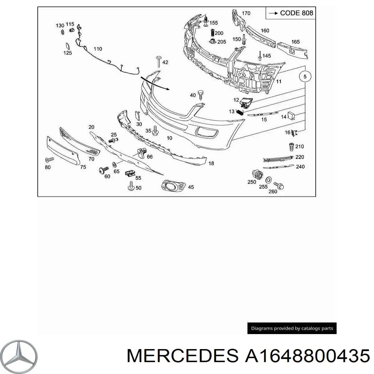 Абсорбер (наповнювач) бампера переднього на Mercedes ML/GLE (W164)