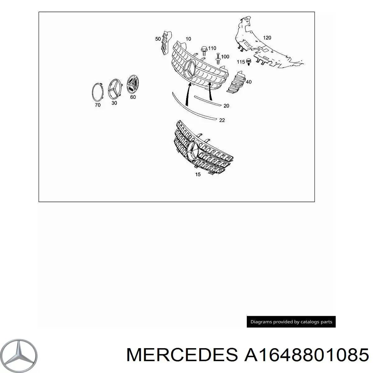 A1648801085 Mercedes Решітка радіатора