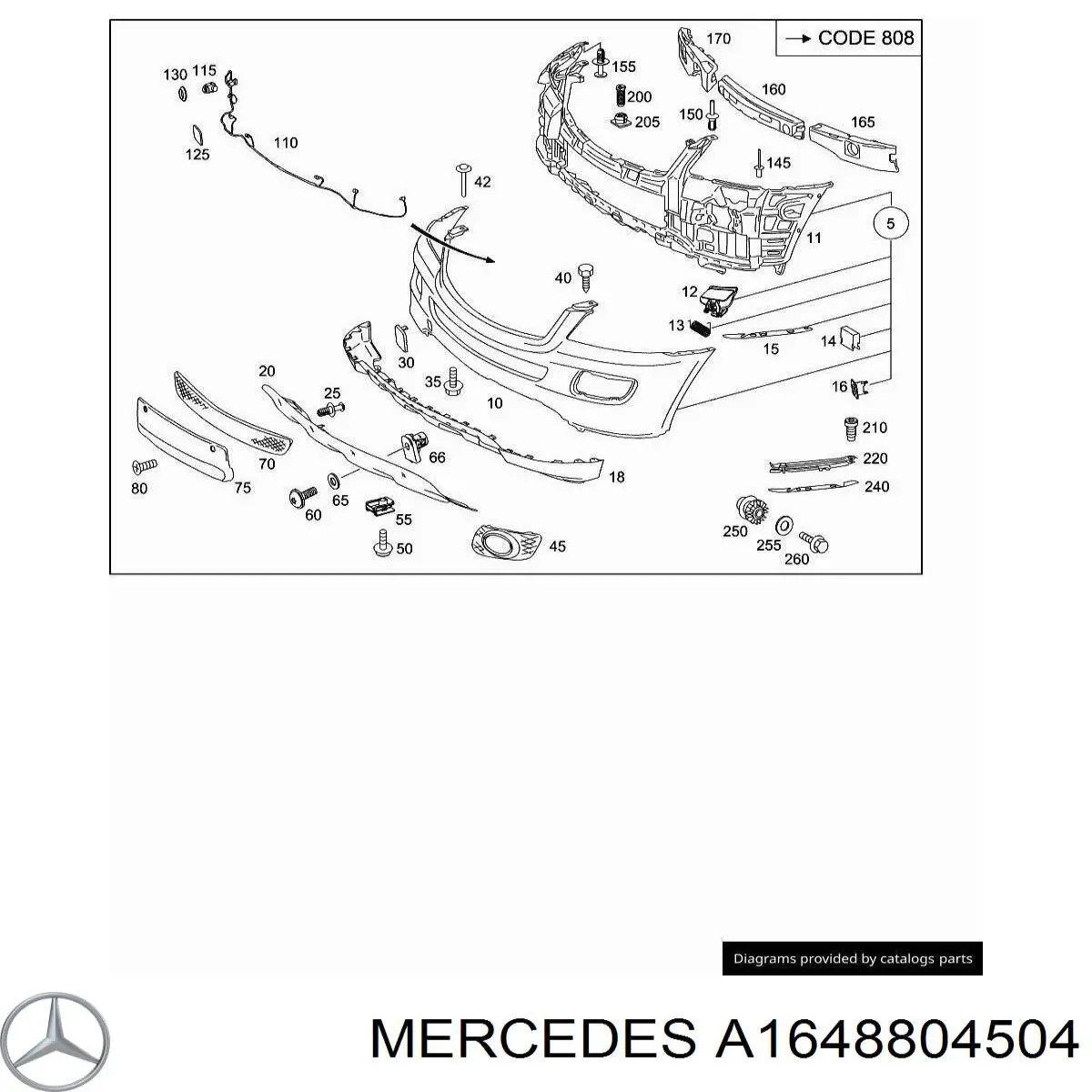 Бампер передній 1648804504 Mercedes