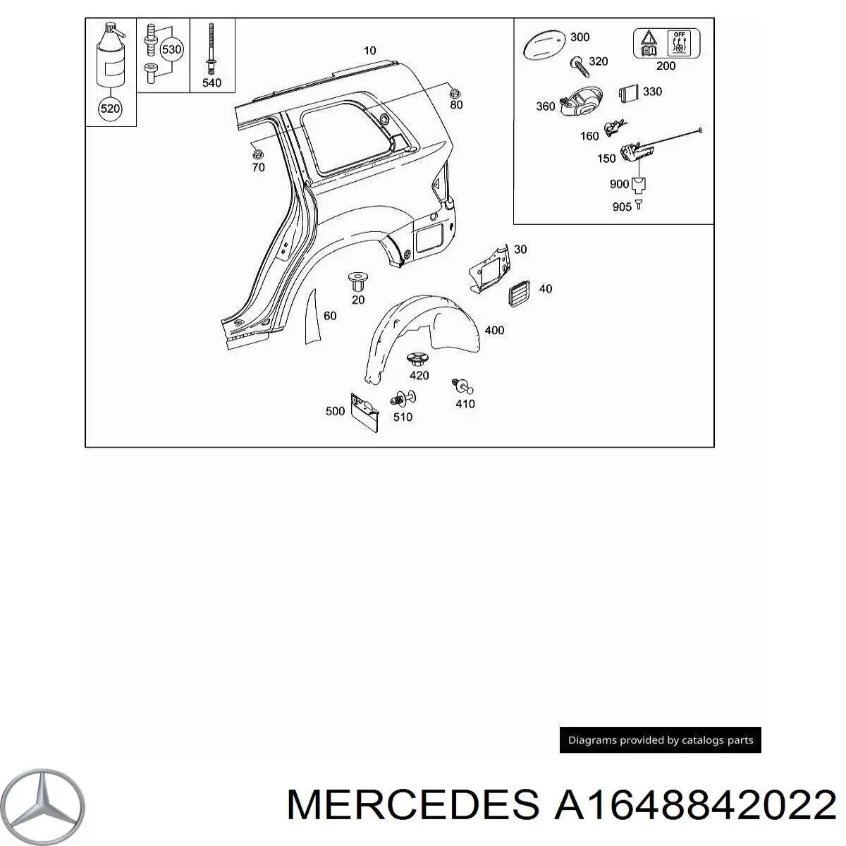 A1648842022 Mercedes Дверцята бензобака