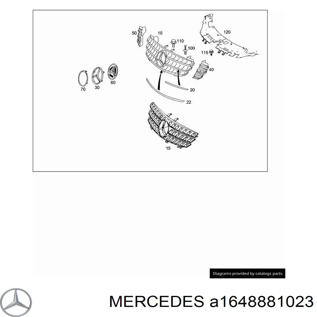 Облицювання радіатора Mercedes A1648881023 ціна, від 270.75 USD