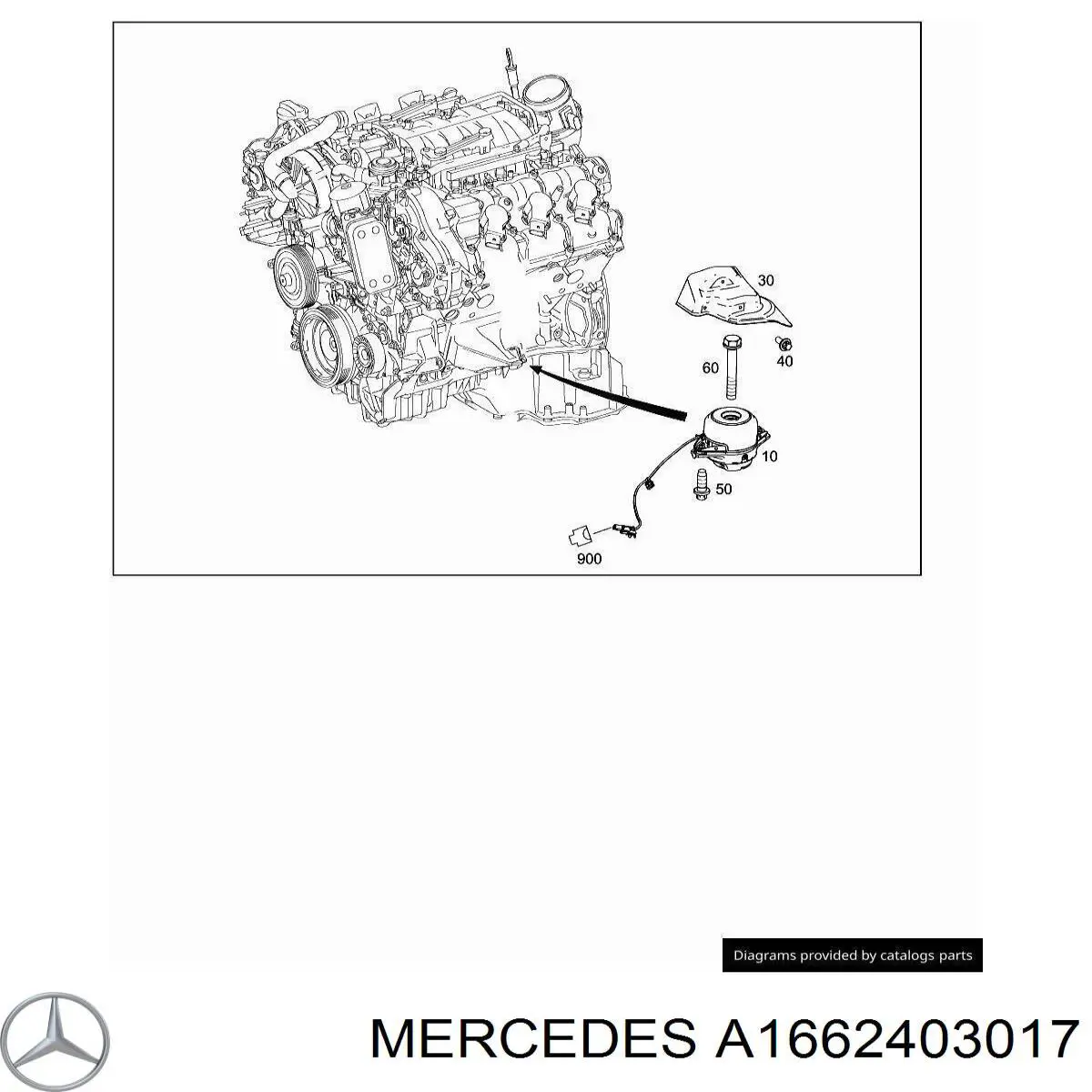 Подушка (опора) двигуна, ліва A1662403017 Mercedes