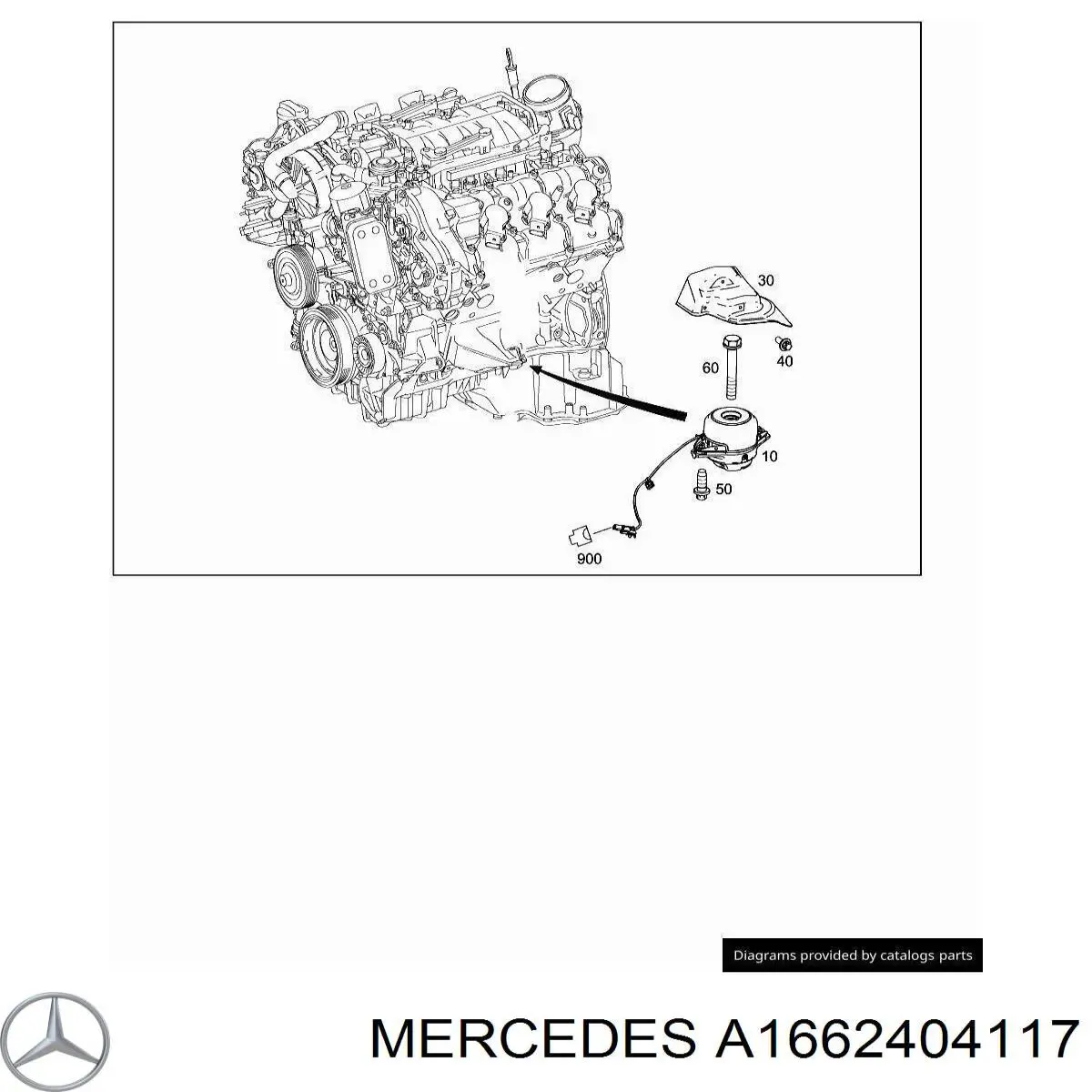 A1662404117 Mercedes Права подушка мотора