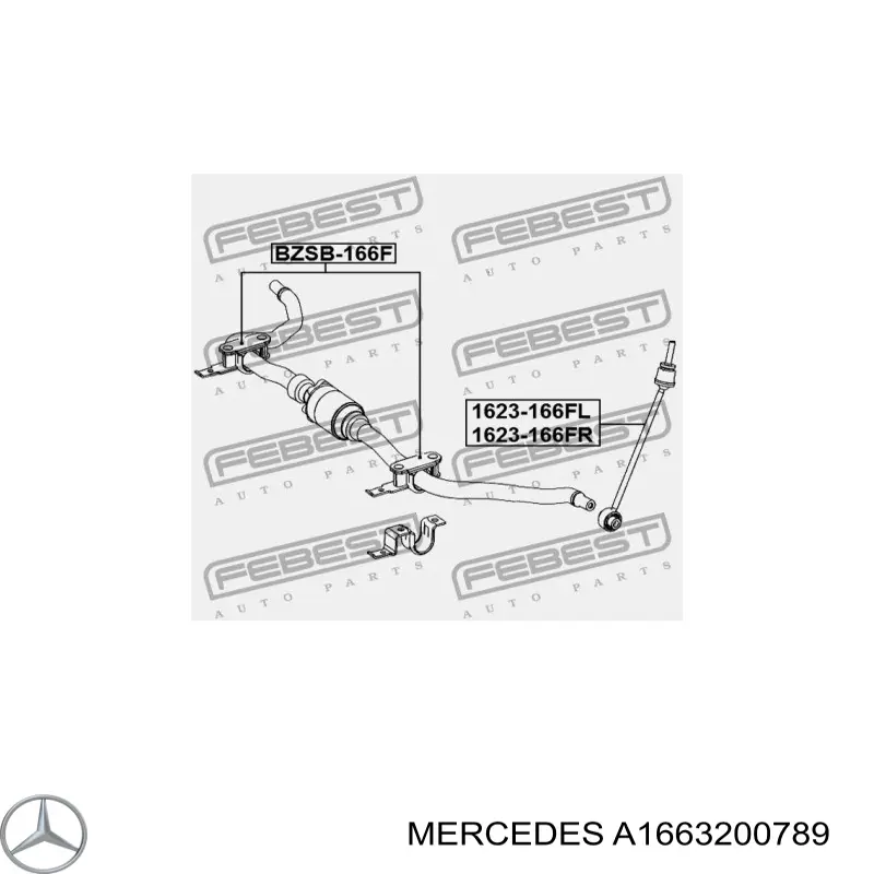 A1663200789 Mercedes стійка стабілізатора переднього, ліва
