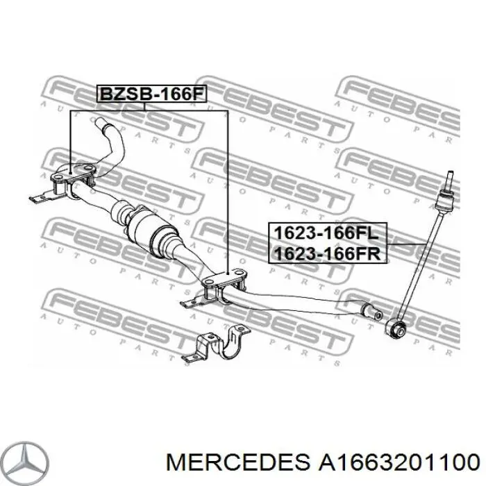 A1663201100 Mercedes Стійка стабілізатора, переднього, ліва