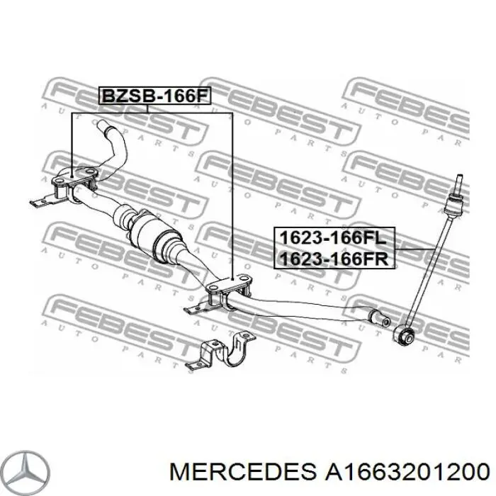 A1663201200 Mercedes Солдатик стабілізатора, переднього, правий