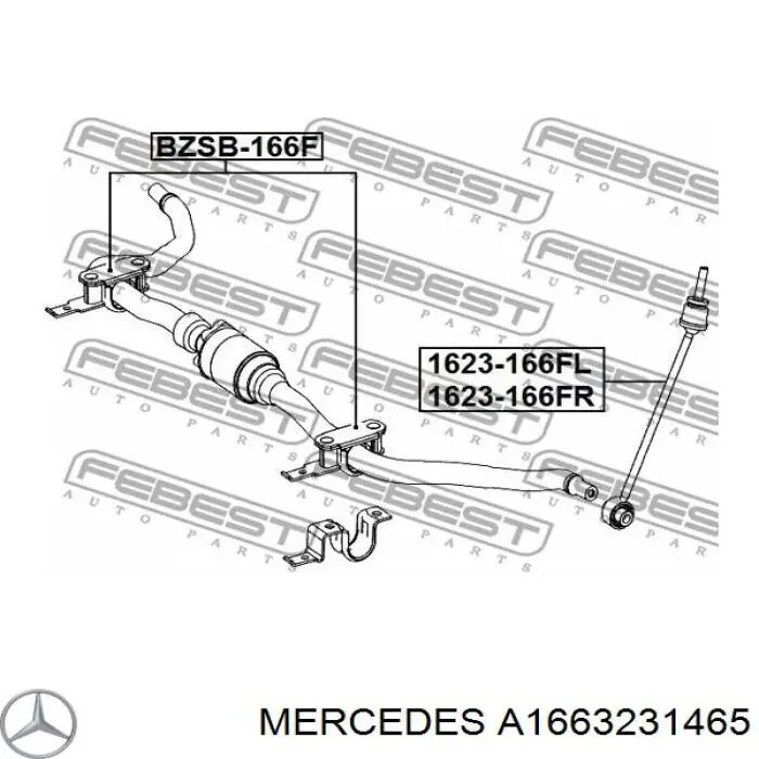 Купити A1663231465 Mercedes Стабілізатор поперечної стійкості передній