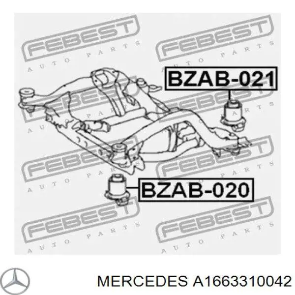 Сайлентблок передній балки/підрамника A1663310042 Mercedes