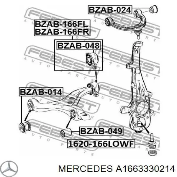 Сайлентблок переднього нижнього важеля A1663330214 Mercedes