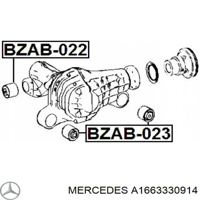 166333091464 Mercedes сайлентблок (подушка редуктора переднього моста, передній)