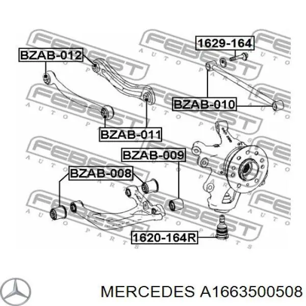 1663500508 Mercedes цапфа - поворотний кулак задній, правий