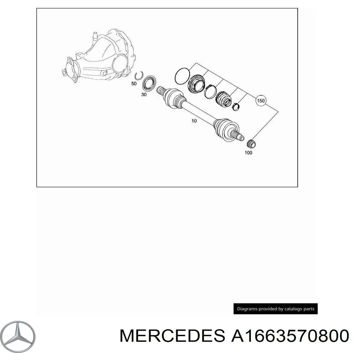 Пильник гранати внутрішній задній Mercedes A1663570800 ціна, від 108.61 USD