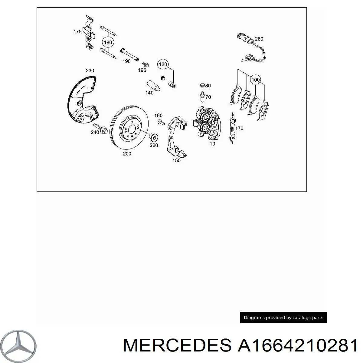 Супорт гальмівний передній правий Mercedes A1664210281 ціна, від 71.63 USD