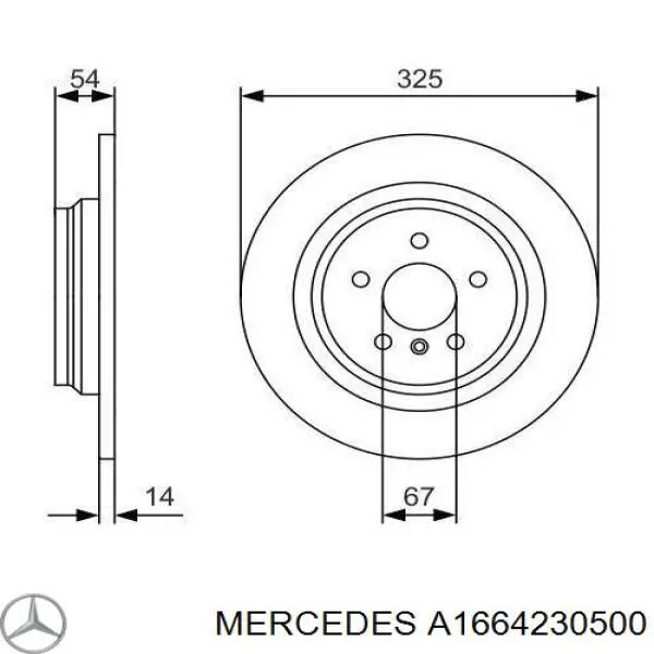 Диск гальмівний задній A1664230500 Mercedes