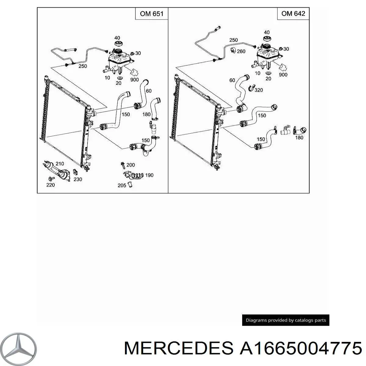 A1665004775 Mercedes Шланг/патрубок радіатора охолодження, нижній