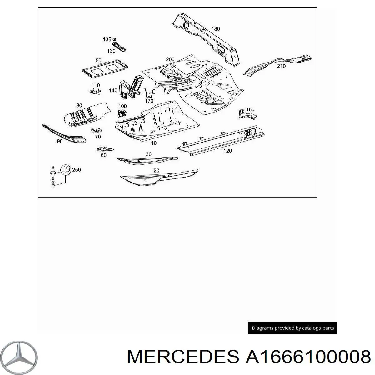 A1666100008 Mercedes Захист днища, лівий