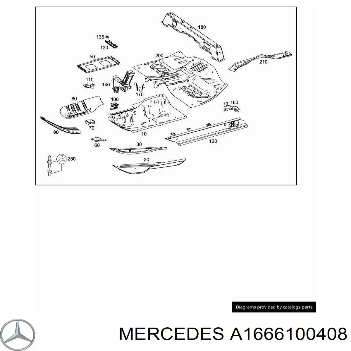 Захист днища, лівий Mercedes A1666100408 ціна, від 45.66 USD