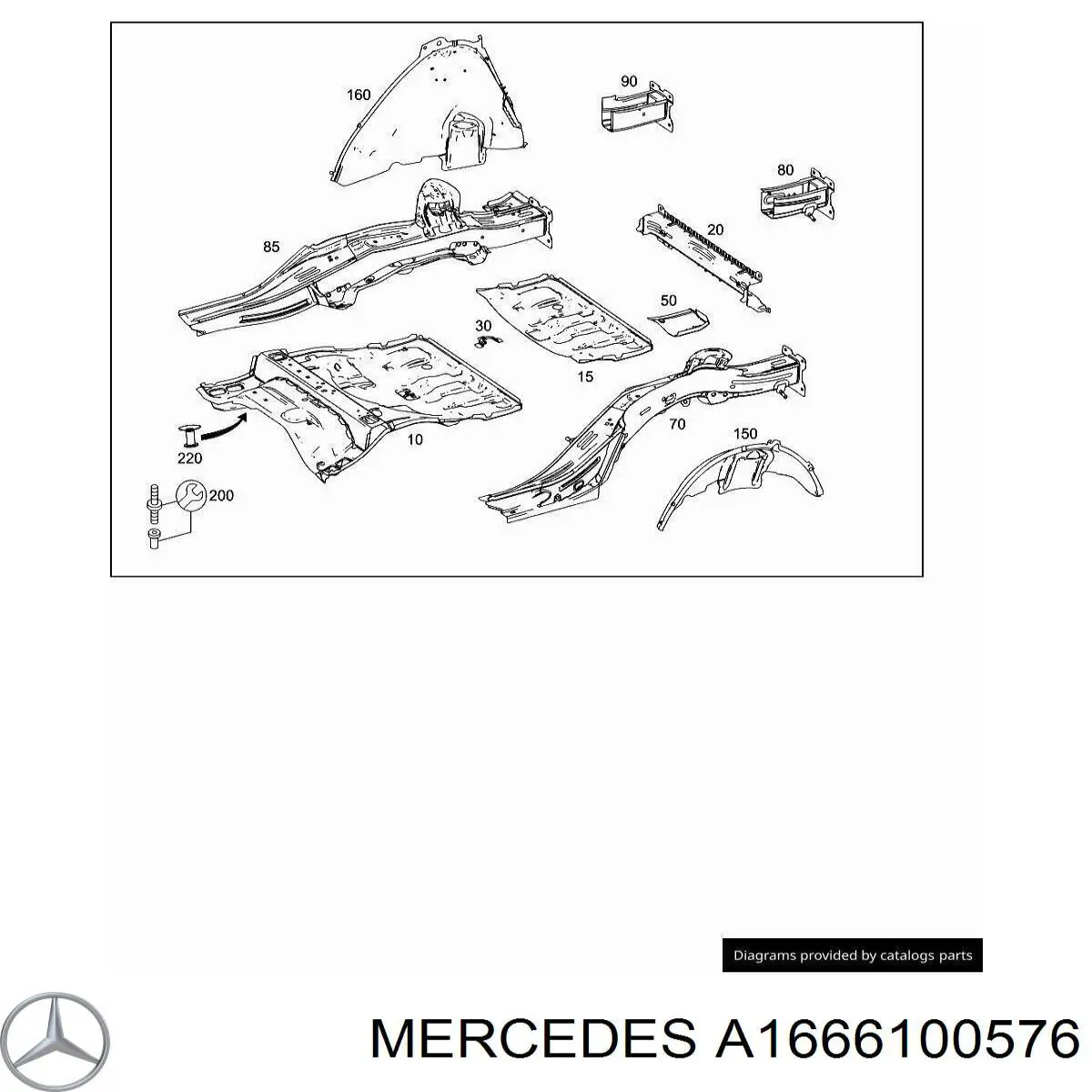 Арка крила заднього лівого Mercedes A1666100576 ціна, від  USD
