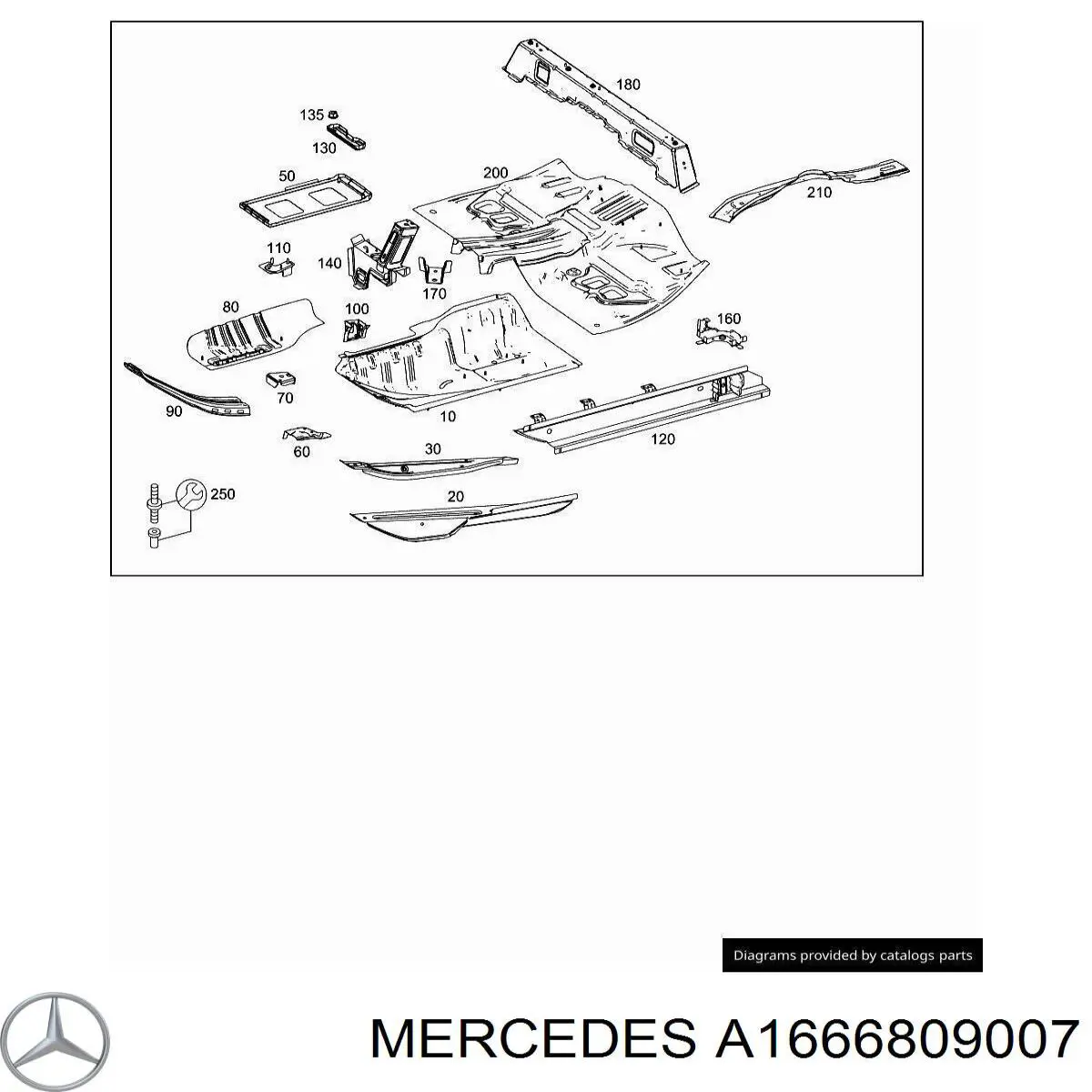 A1666809007 Mercedes Захист днища, лівий