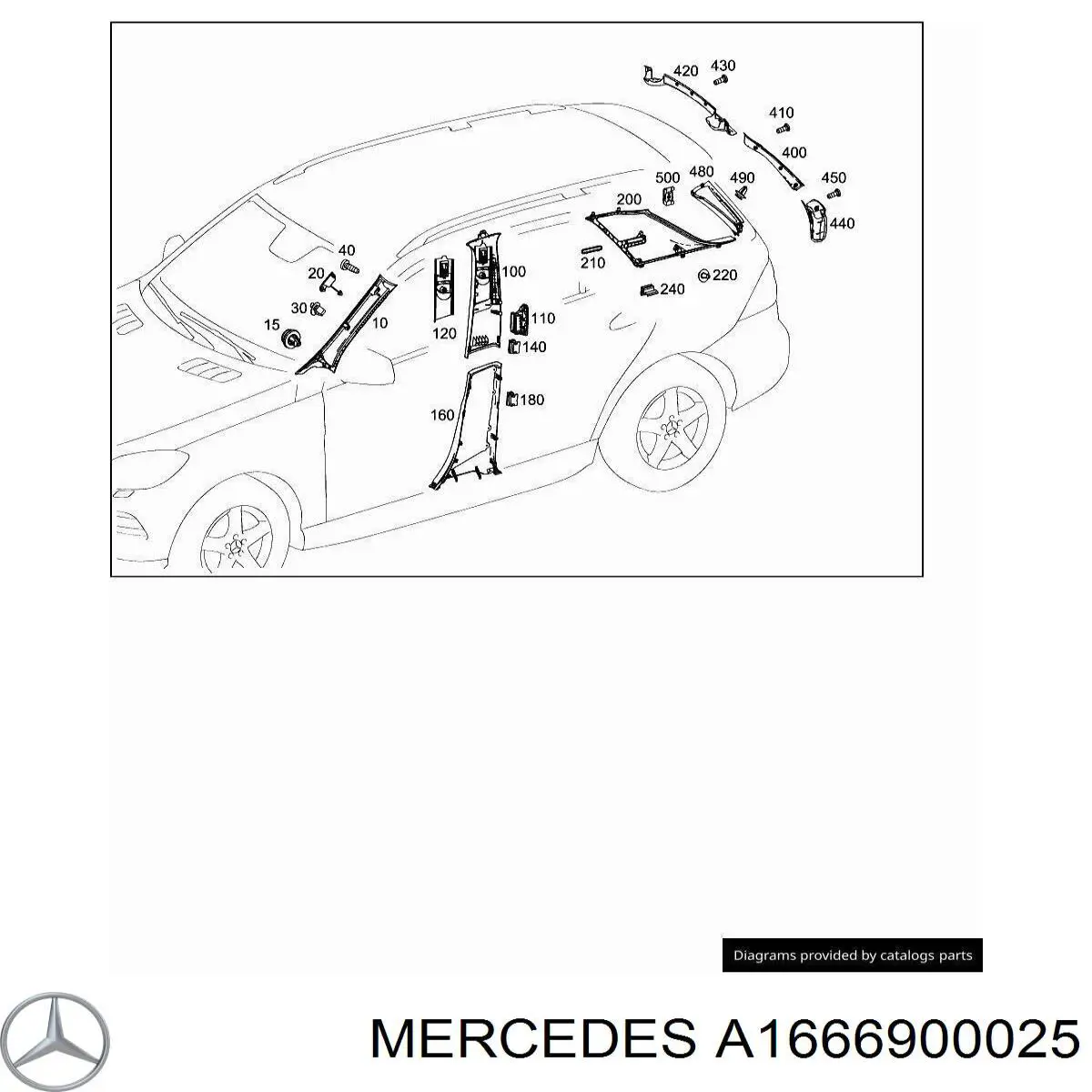 A1666900025 Mercedes Обшивка стійки кузова внутрішньої, середня нижня ліва