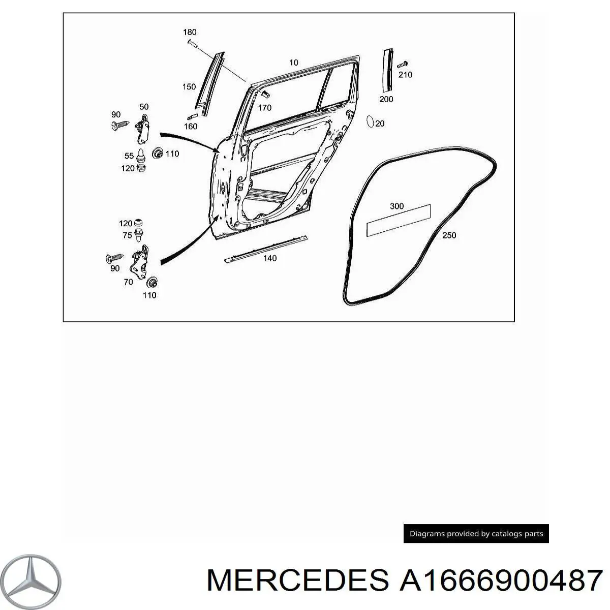 Купити A1666900487 Mercedes Накладка задньої двері, правої, вертикальна
