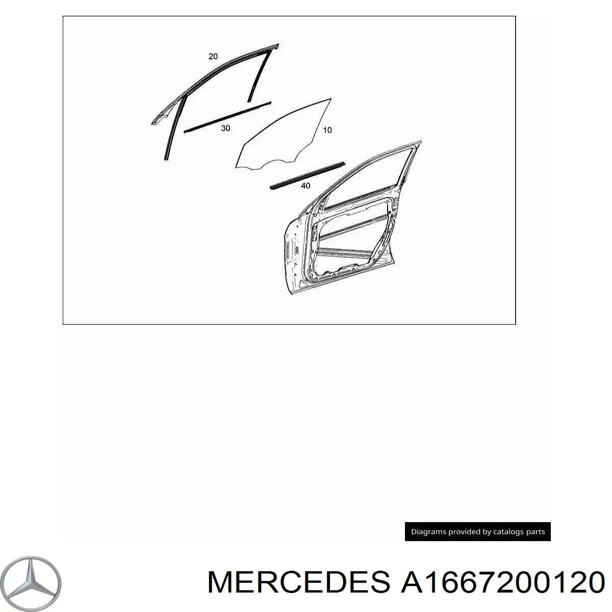 Скло передніх дверей, правою на Mercedes ML/GLE (W166)