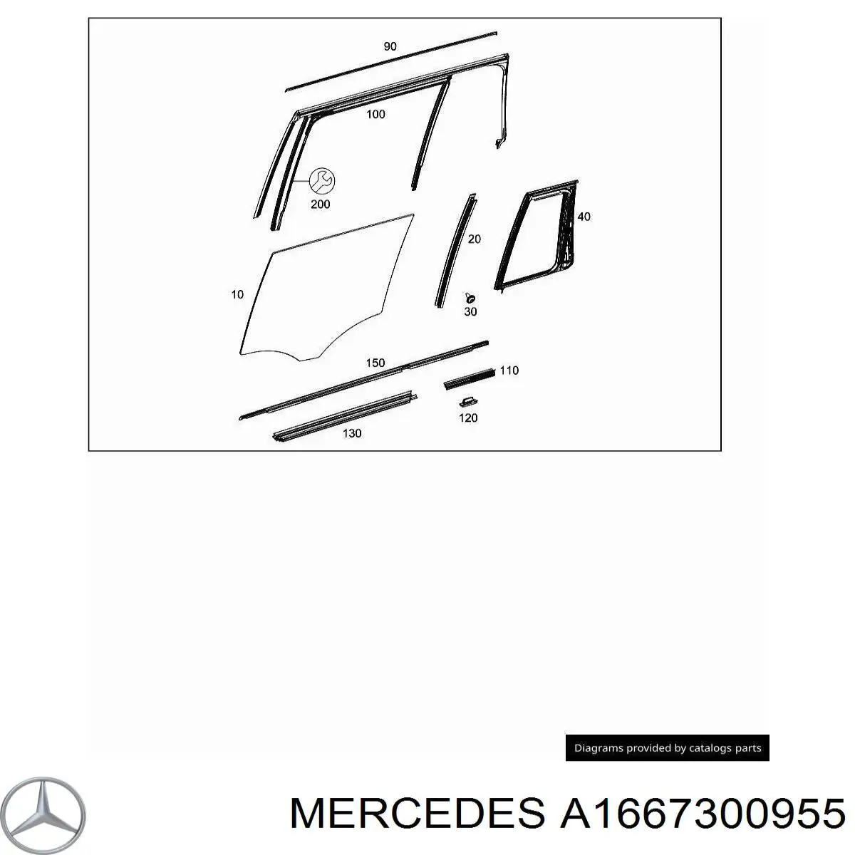 Скло-кватирка двері, задній, лівою Mercedes A1667300955 ціна, від 41.81 USD