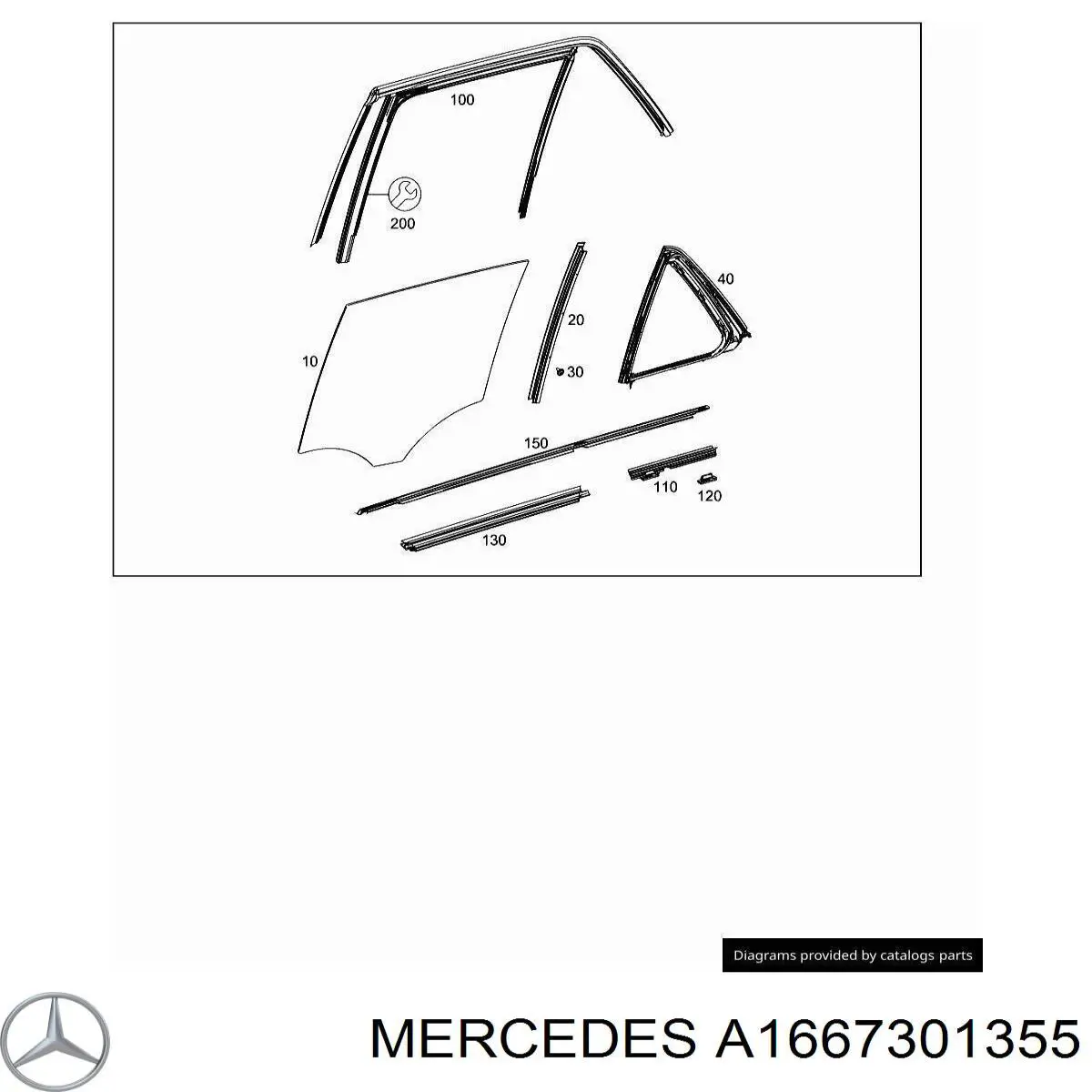 A1667301355 Mercedes Кватирка дверей трикутник, задньої, лівої