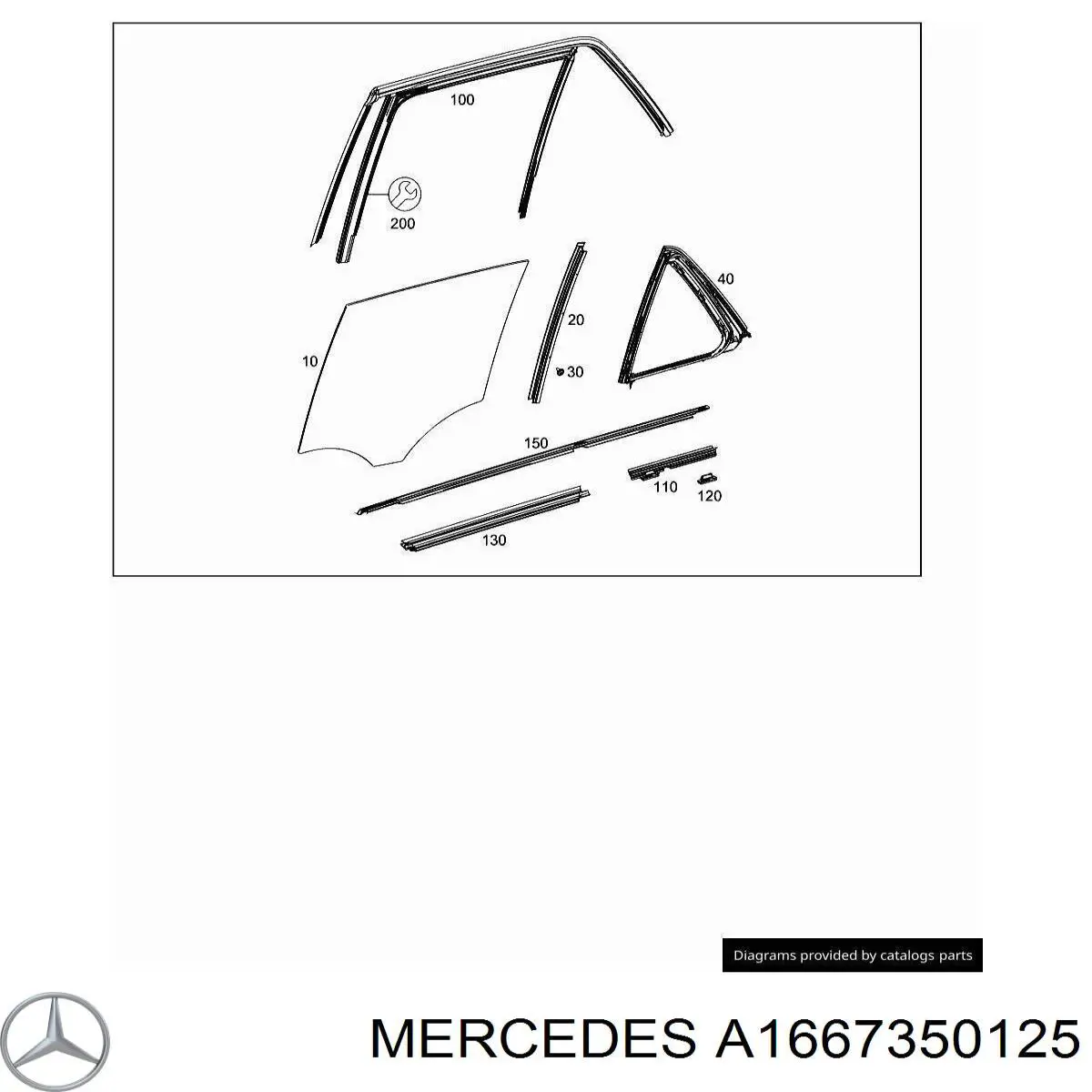 A1667350125 Mercedes Направляюча скла рамки двері, задньої лівої