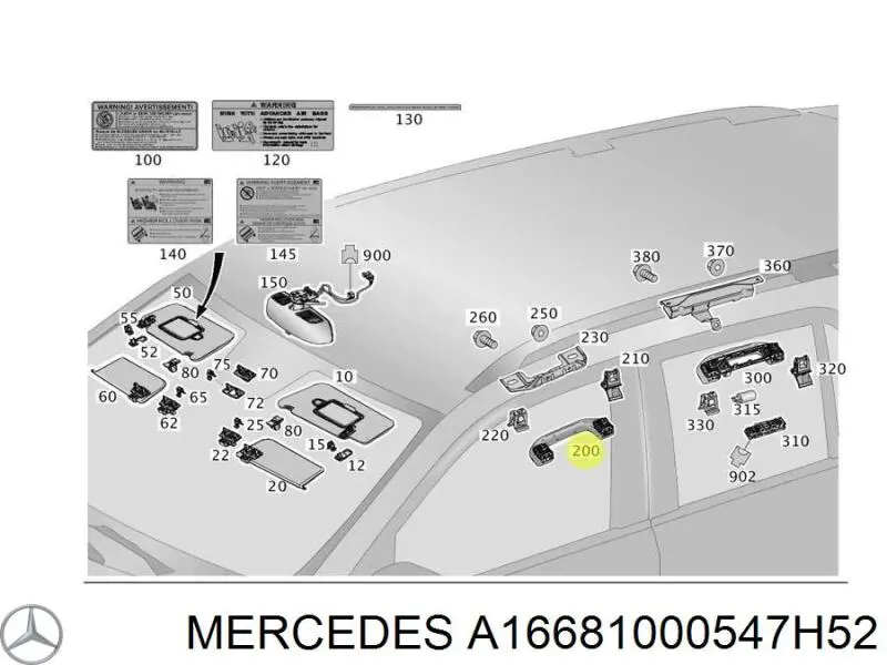 A1668100054 Mercedes Ручка салону, даху