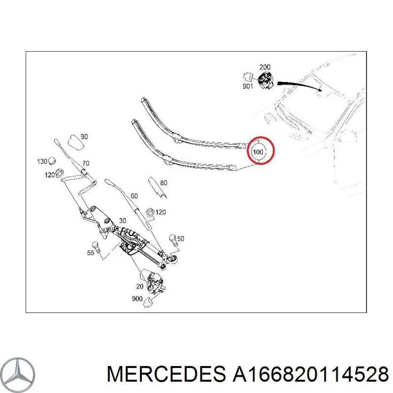 Щітка-двірник лобового скла, комплект з 2-х шт. Mercedes A166820114528 ціна, від 69.97 USD