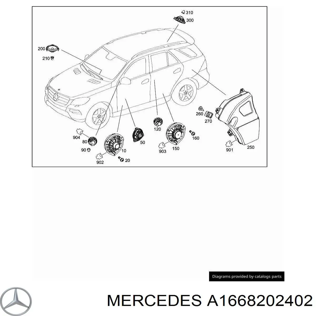 Динамік передньої двері Mercedes A1668202402 ціна, від 145.69 USD
