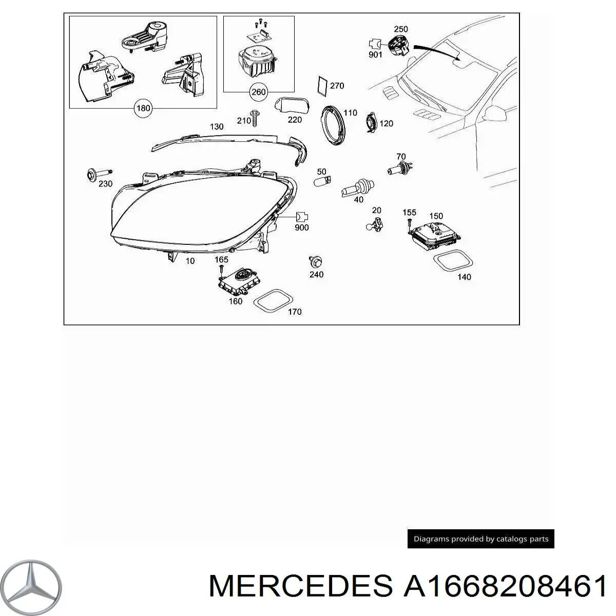 A1668208461 Mercedes фара права