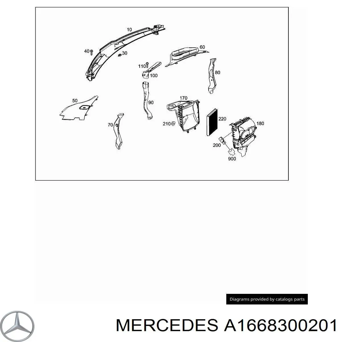 Купити A1668300201 Mercedes Водостік лобового скла, жабо