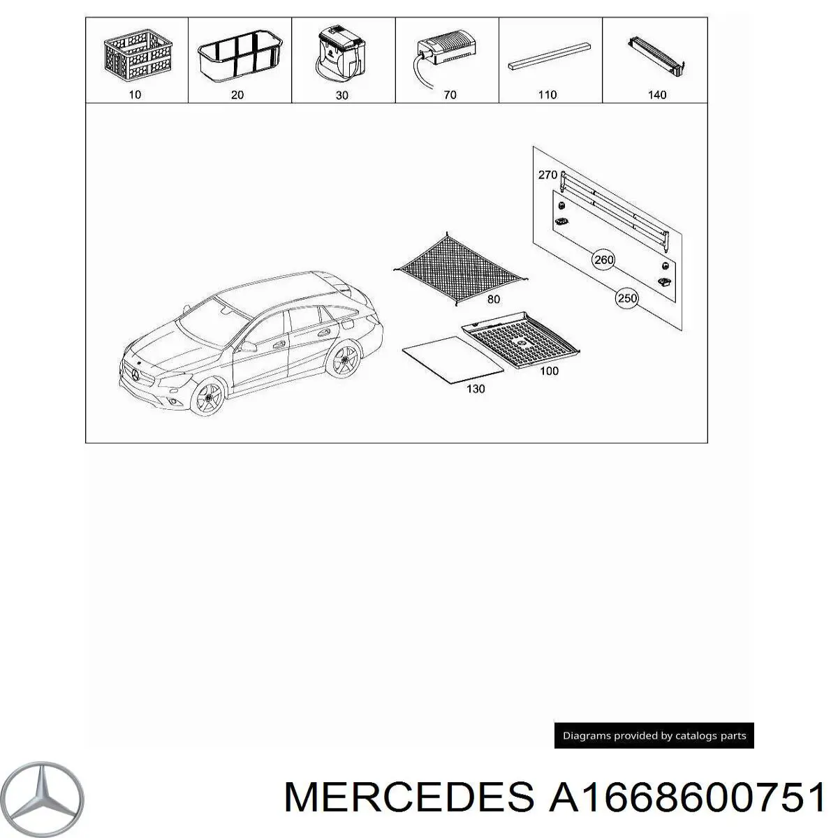  Mercedes A1668600751 ціна, від 52.66 USD