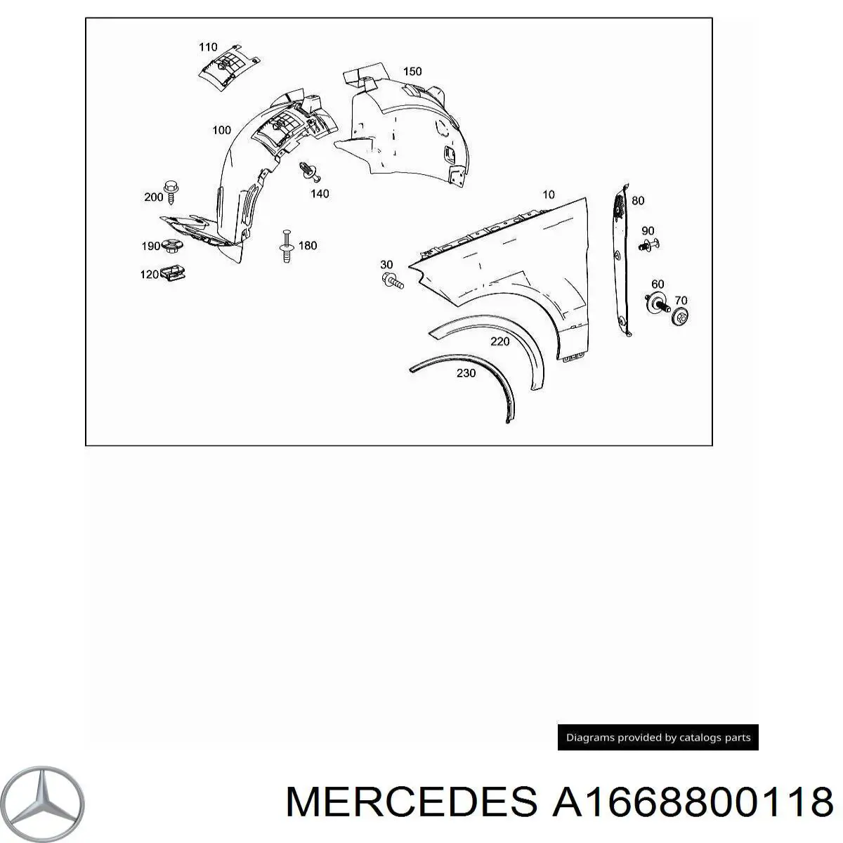 A1668800118 Mercedes Крило переднє праве